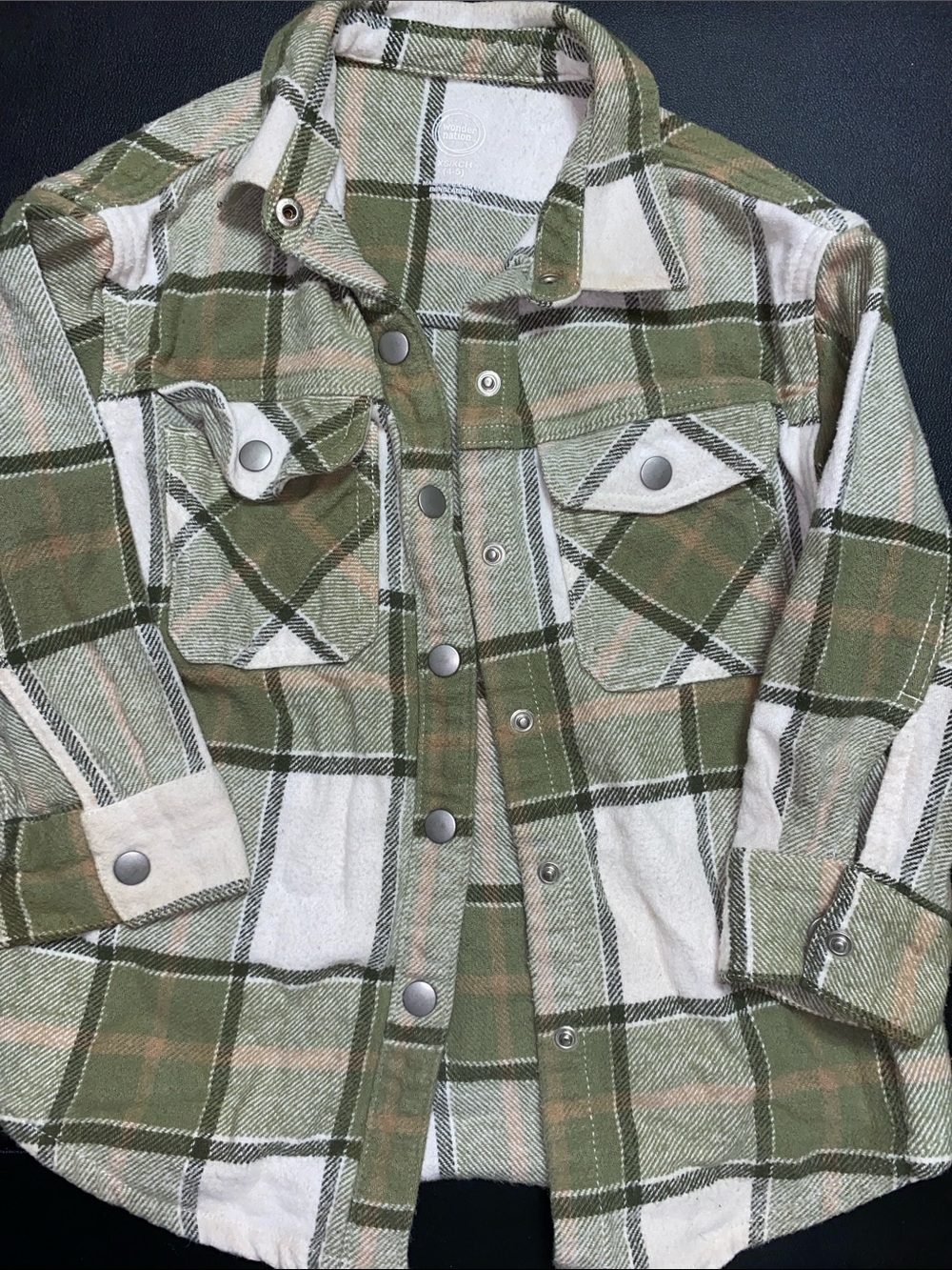 ⭐️ 3/$15 • wonder nation • Olive • Plaid • Snap-Front Shirt • Unisex •